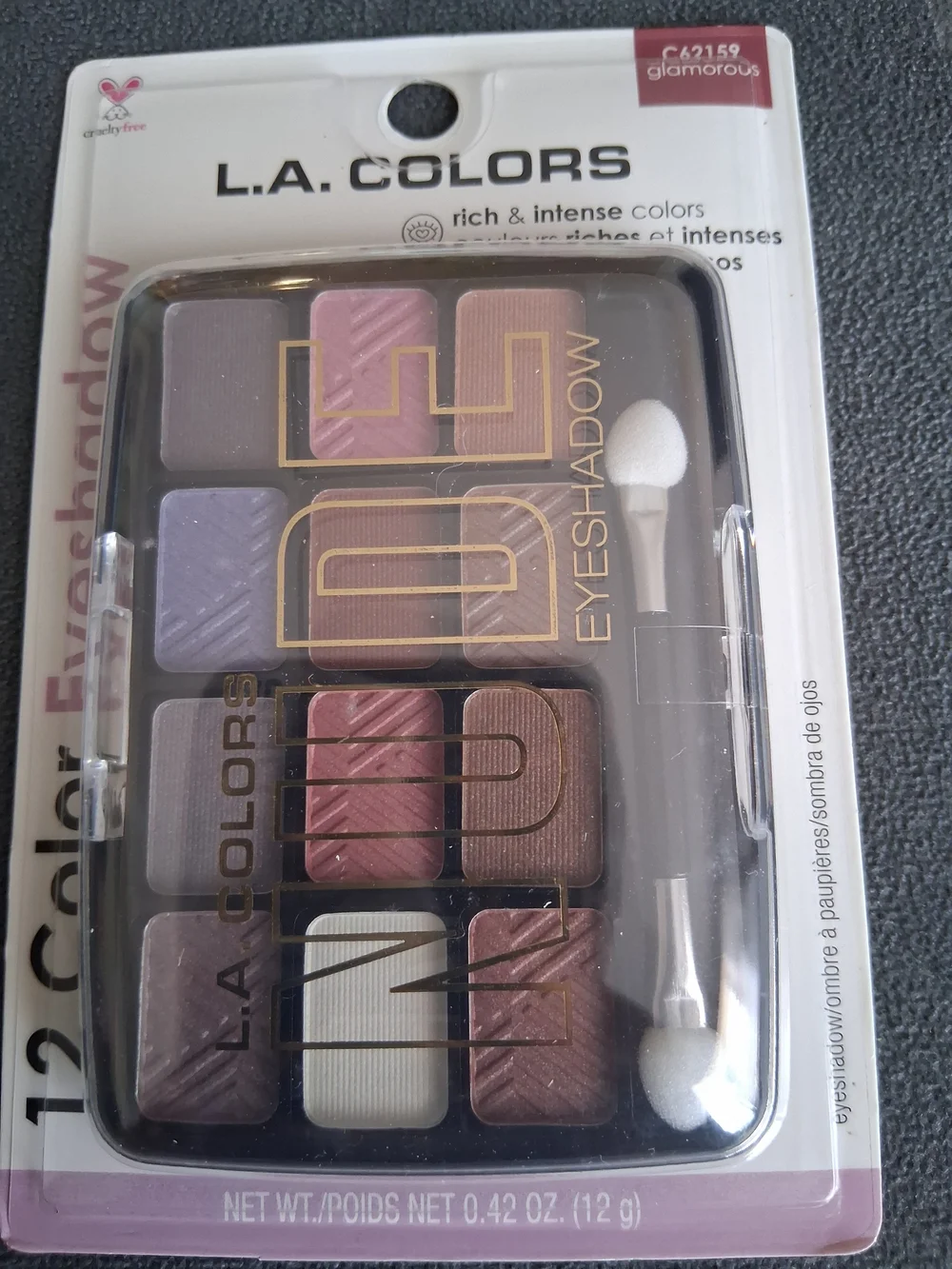 L.A. COLORS 12-Color Eyeshadow Palette - Pink, Mauve & Lavender Shades